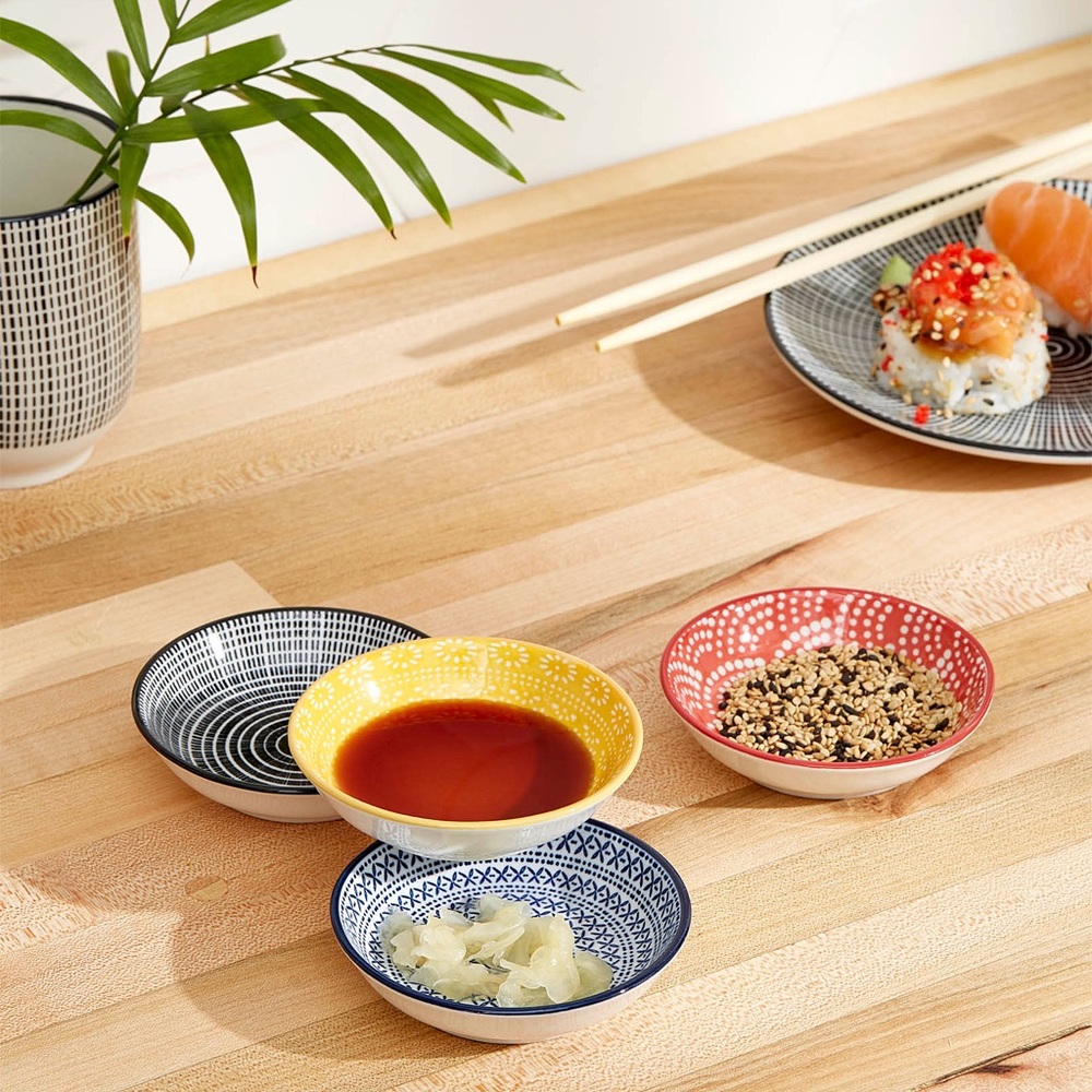 Colourful porcelain sauce dishes (Set of 4)